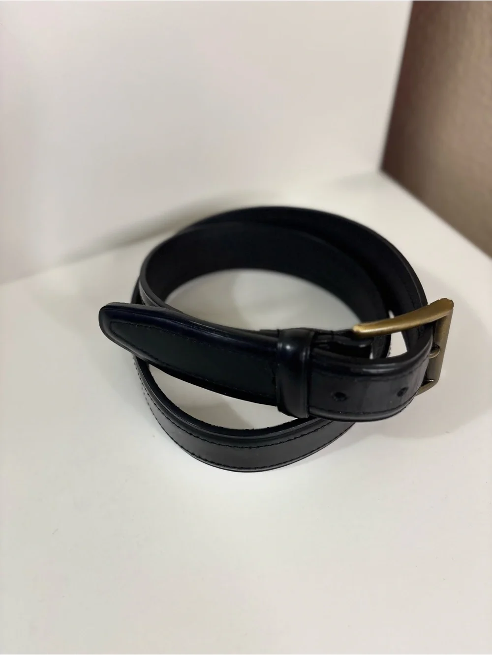 Dockers Black Leather Belt with Antique Brass Buckle